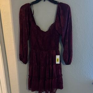 B Darlin Deep Red Long Sleeve Dress